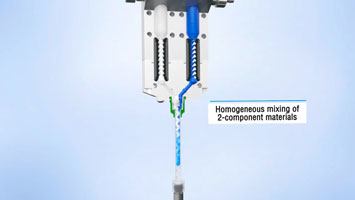 Screenshot from the new video about the 2-component Print Head from ViscoTec. Screenshot from the new video about the 2-component Print Head from ViscoTec.