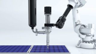 ViscoTec-Anwendungsbeispiel aus dem Bereich Neue Energien: Dosieren einer abrasiven Paste auf Photovoltaikanlagen