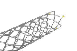 Abb. 1: Stent mit Röntgenmarkern – befüllt mit minimalen Klebstoffmengen (Bildquelle: ViscoTec)